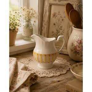 JG Meakin Medici Creamer Vintage English Ironstone Orange Yellow Tulip Pitcher